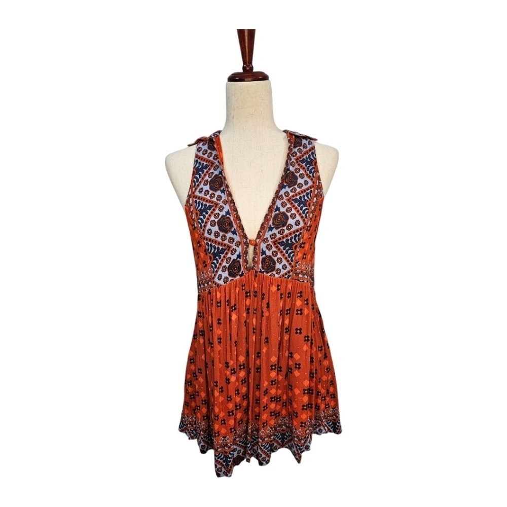 Free People Womens‎ Charlotte Tunic Mini Dress Small Boho Geometric Festival